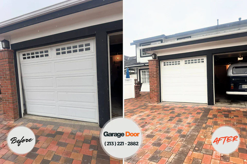 Before and after: garage door repair Lebanon, NH
